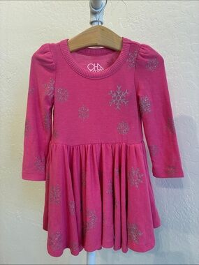 Chaser Hot Pink Long-Sleeve Snowflake Dress for Kids